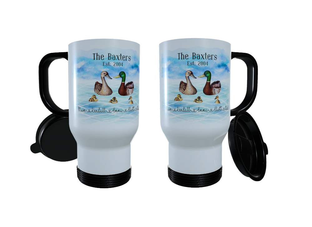 Duck Travel Mug, Family Duck Travel Mug, Custom Travel Mug